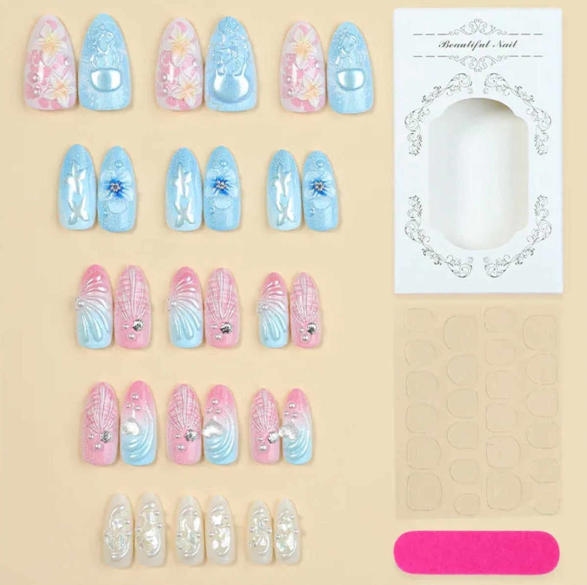 Kit de Faux Ongles « Jardin Marin »