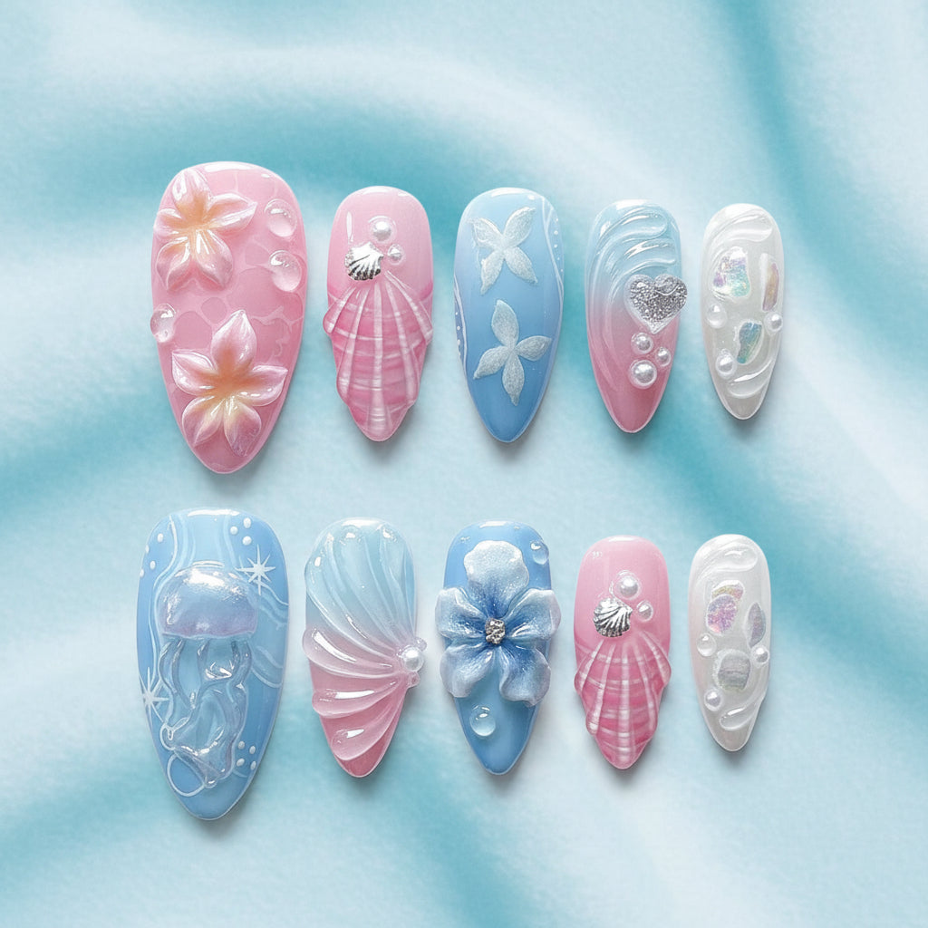 Kit de Faux Ongles « Jardin Marin »