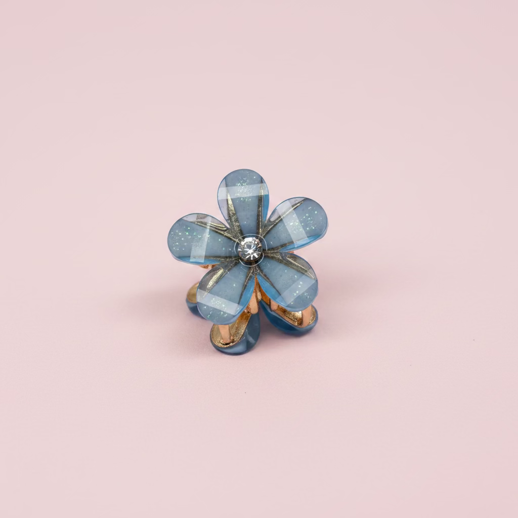 Mini pince à cheveux fleur irisée
