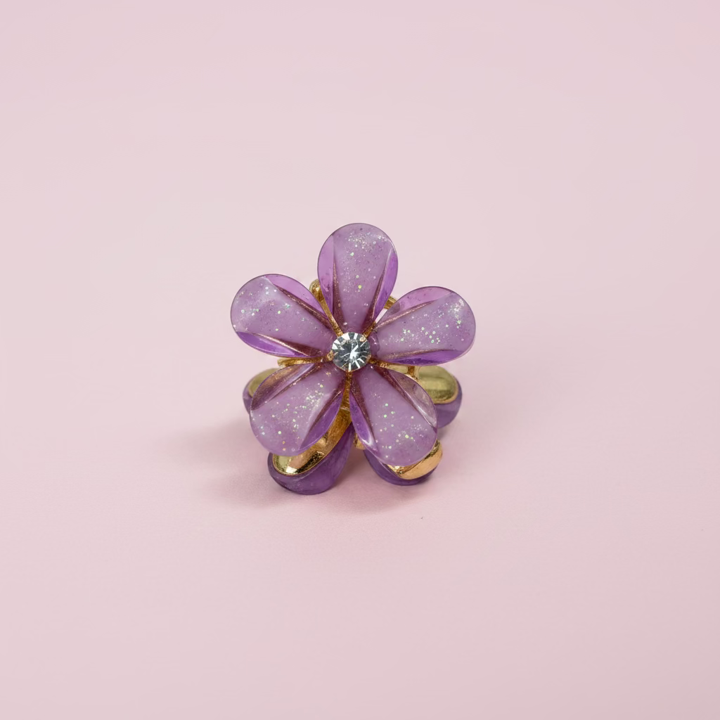Mini pince à cheveux fleur irisée