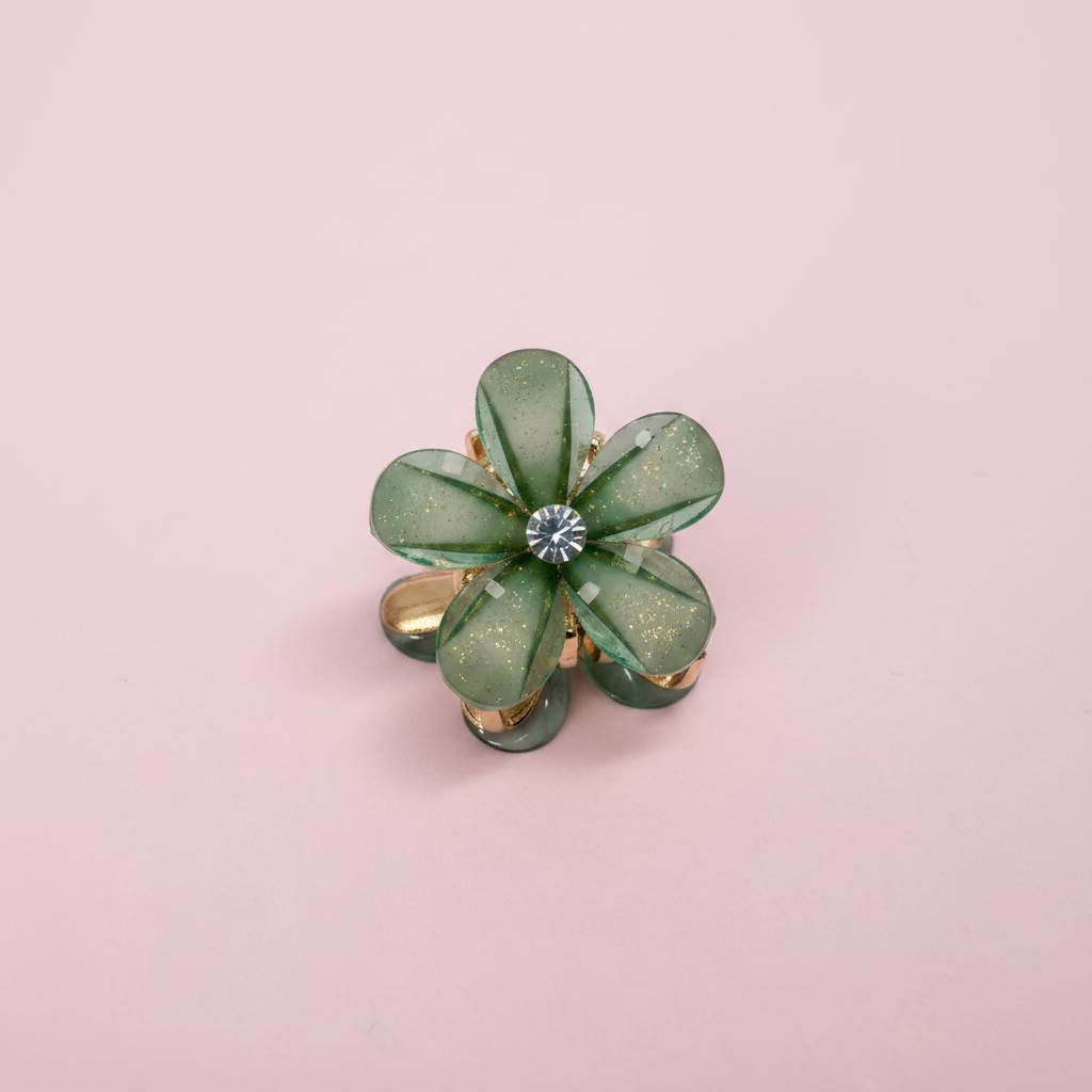 Mini pince à cheveux fleur irisée