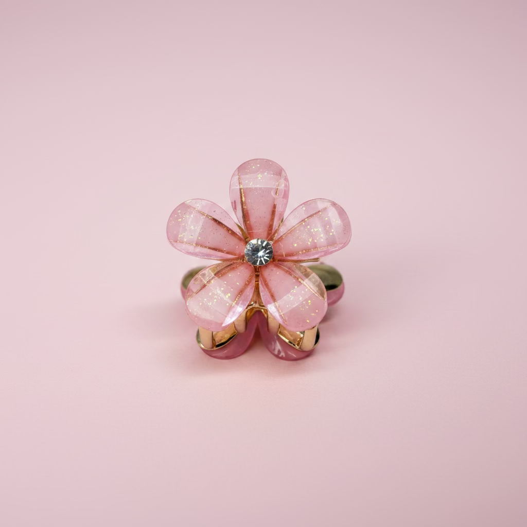 Mini pince à cheveux fleur irisée