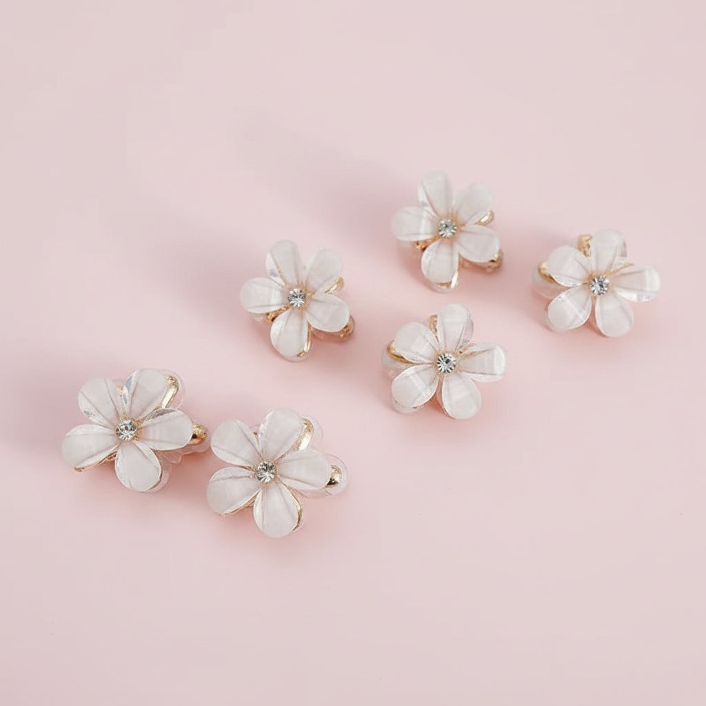 Mini pince à cheveux fleur irisée